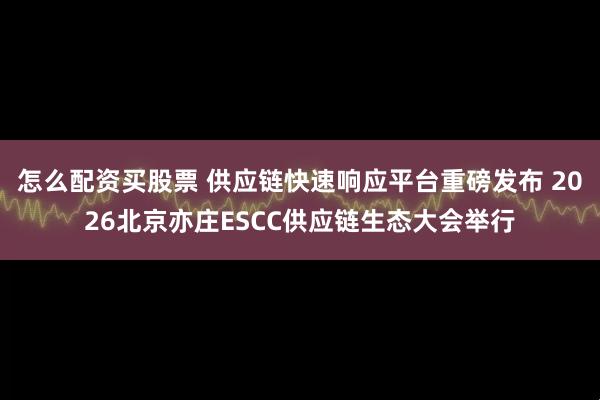 怎么配资买股票 供应链快速响应平台重磅发布 2026北京亦庄ESCC供应链生态大会举行